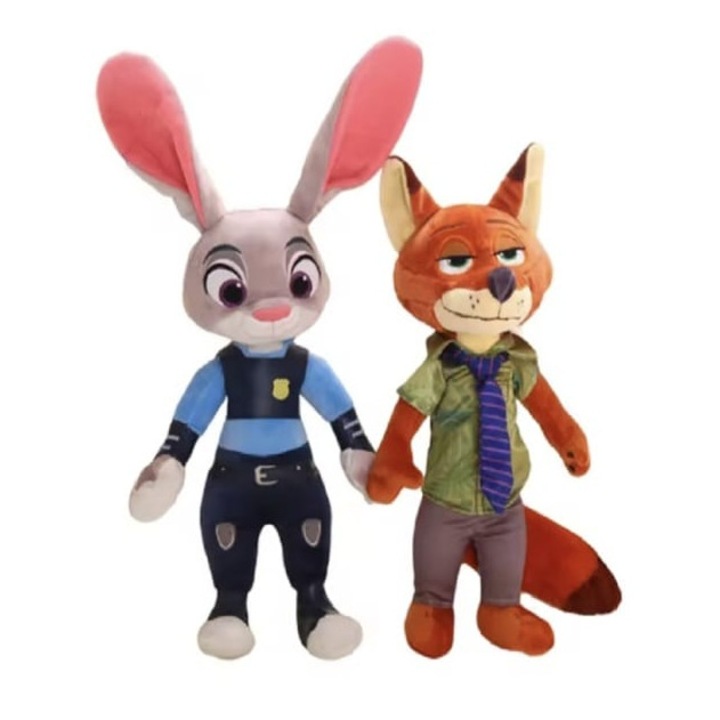 Set 2 jucării de plus, MASHASHOP, Iepurașul Judy și Vulpea Nick, multicolor, 50cm