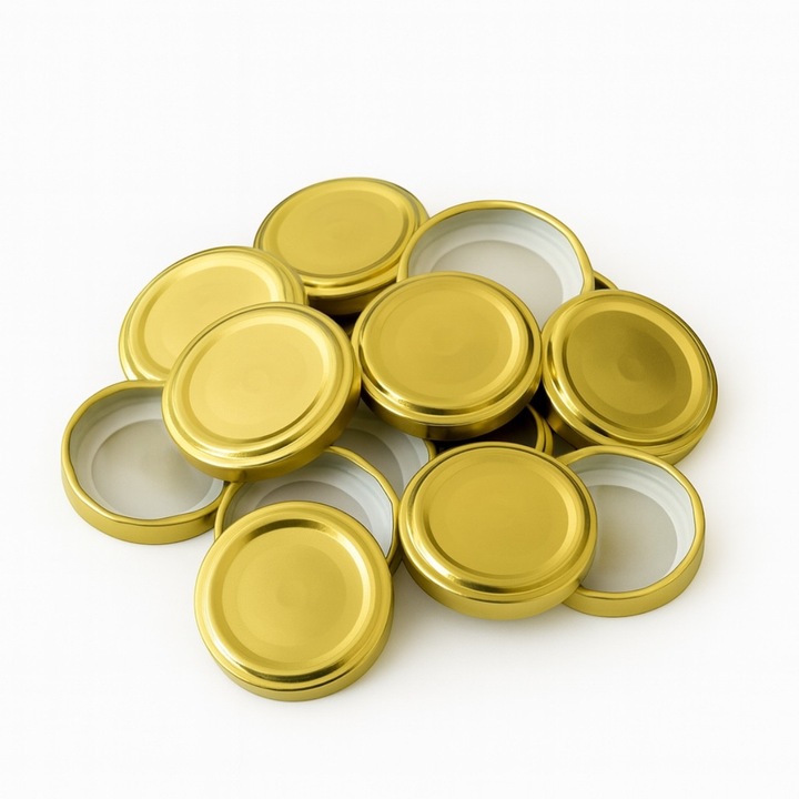 Set 50 capace metalice Ø53 mm pentru borcane si sticle, culoare auriu, inchidere filetata, LGCHome®