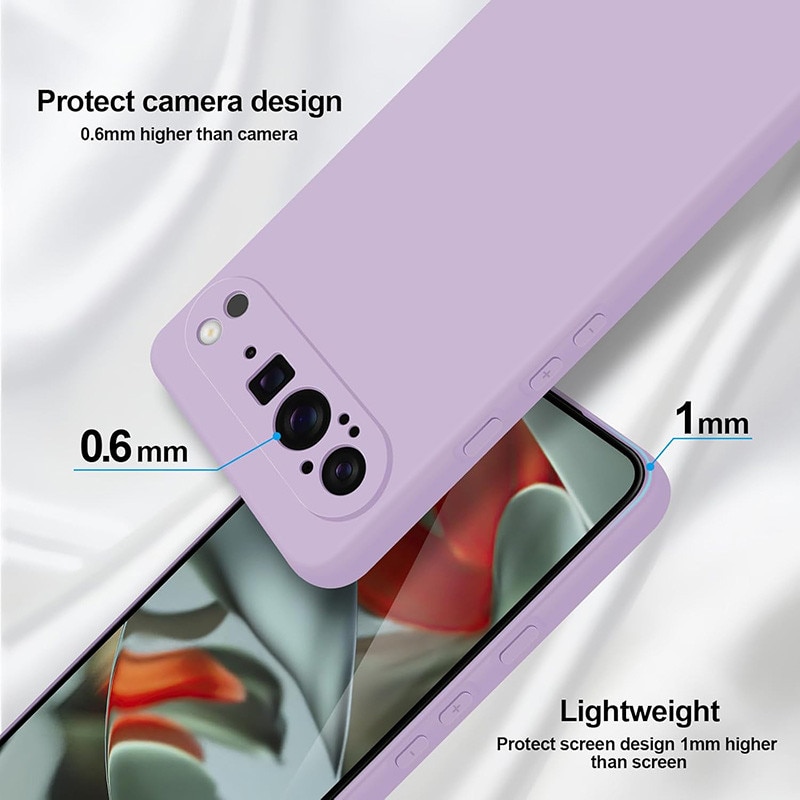 Husa telefon, compatibila cu Google Pixel 9 Pro XL, din cauciuc siliconic, protecție totală, violet deschis