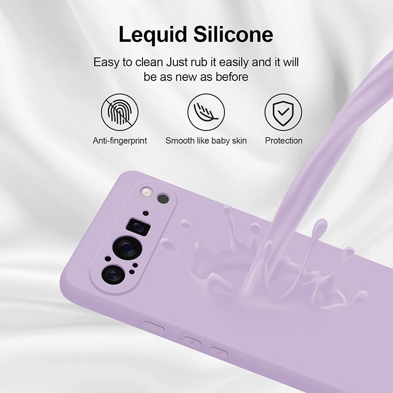 Husa telefon, compatibila cu Google Pixel 9 Pro XL, din cauciuc siliconic, protecție totală, violet deschis