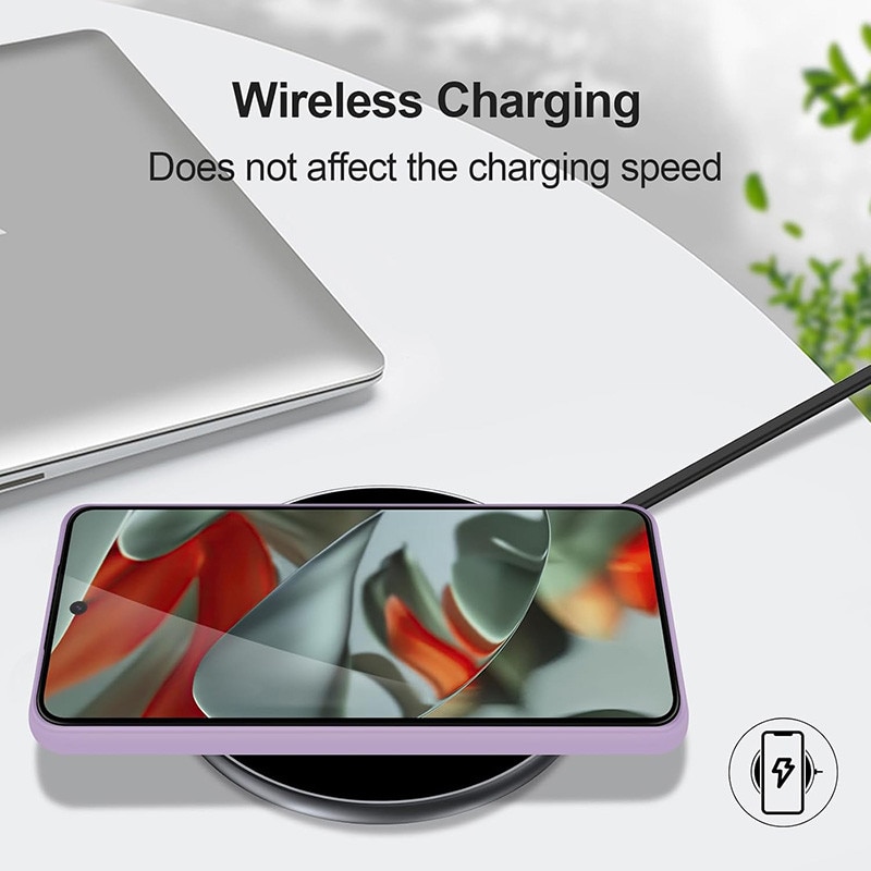 Husa telefon, compatibila cu Google Pixel 9 Pro XL, din cauciuc siliconic, protecție totală, violet deschis