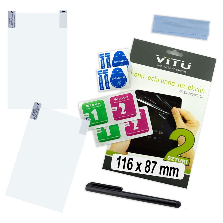 Folie protectoare VITU pentru telefoane, set 2 bucati, 116x87mm, 5,7 inch, 4:3