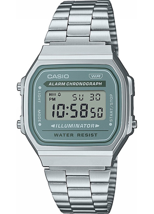 Ceas barbatesc Casio A168WA-3AYES, metalic, verde/argintiu