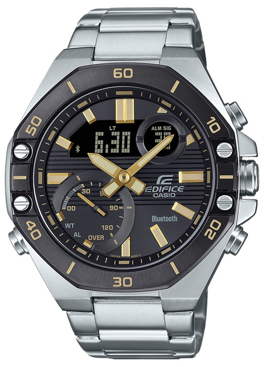 Ceas barbatesc Casio, ECB-10DB-1A9EF, negru/argintiu, metalic