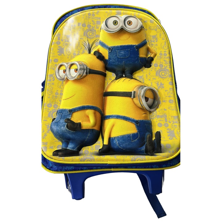 Ghiozdan Troler, Minion, 48x35 cm, 2 compartimente, maner telescopic, roti rezistente