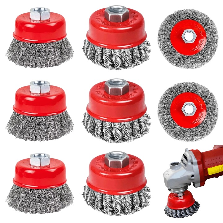 Set 8 perii de sarma M14 pentru polizor unghiular, Juksun, curatare, slefuire