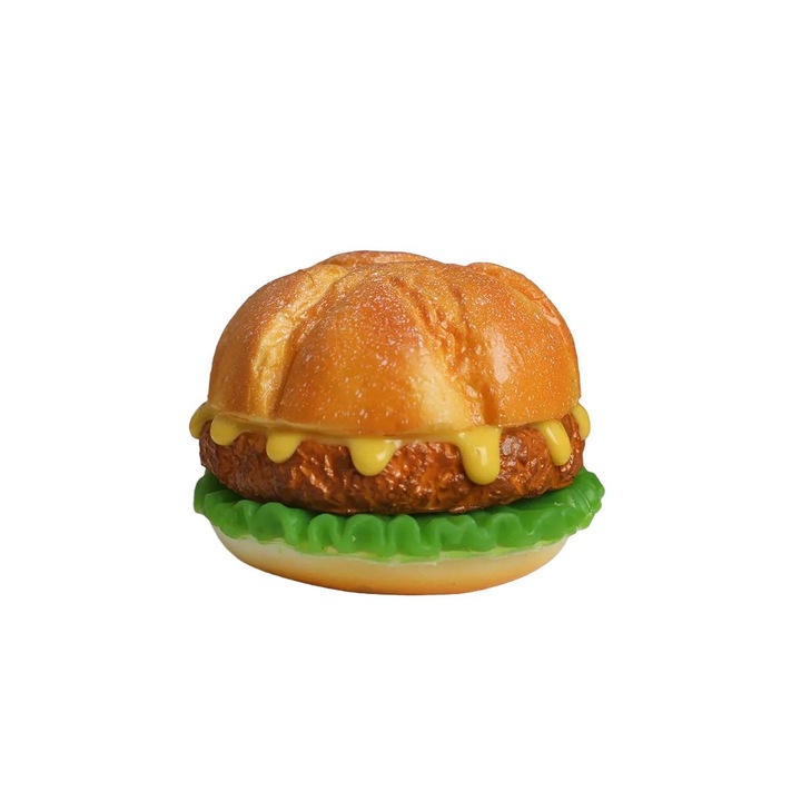 3D dekoratív hűtőmágnes, sajtburger, 6.5x5.5x5.5cm, többszínű