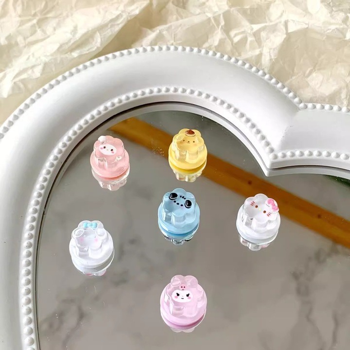 Autocolante 3D transparente pentru tastatura, cu model Hello Kitty de la Sanrio Suport adeziv detasabil Potrivit pentru tastaturi Set de 6 bucati