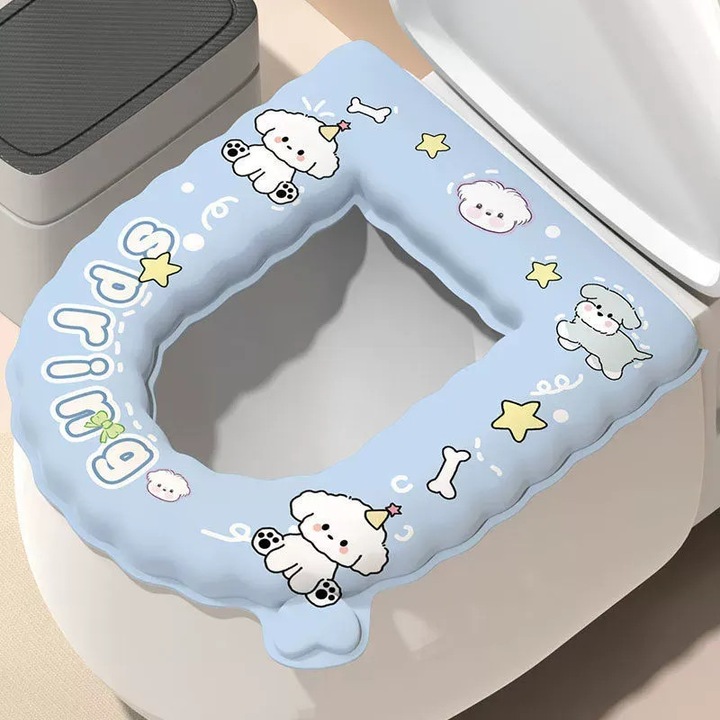 EVA WC-ülőke huzat kutya mintával, vízálló, mosható, fogantyúval