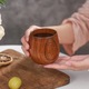 Pachet 6 cesti de ceai natural, Bedee, Cesti de ceai japoneze de 5 oz, Materiale naturale, izolatie termica, cana de apa din lemn natural lucrata manual pentru baut, vin, lapte, cafea, 150 ml, Maro