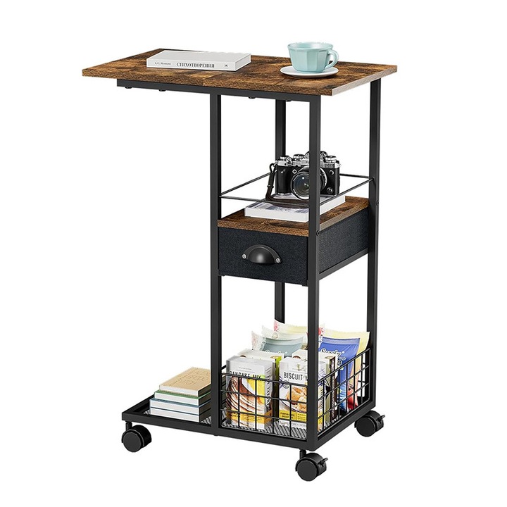 Странична маса Uptyia, с колела, 45x50см, за диван и спалня