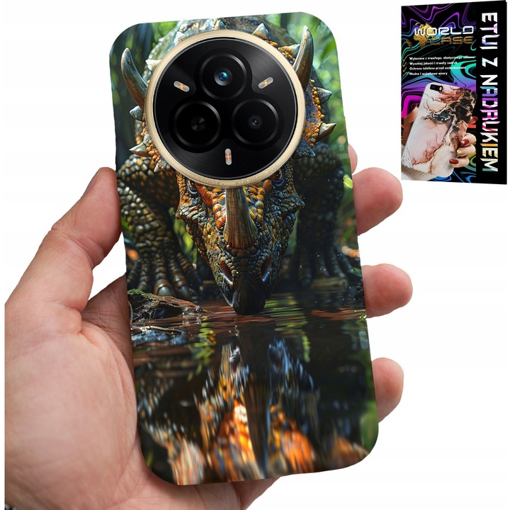 Etui telefon Realme 14 Pro+ 5G World Case Dinozaur Triceratops, silicon, multicolor