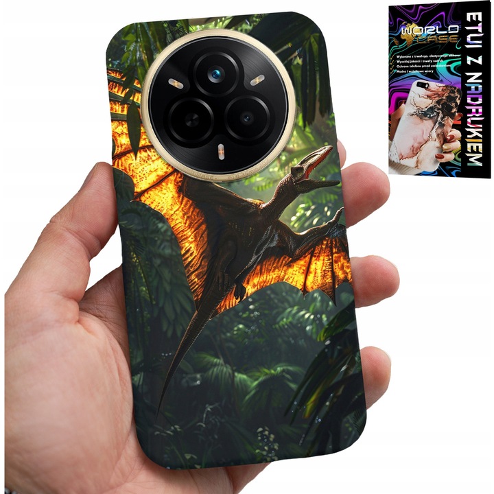 Telefontok Realme 14 Pro+ 5G, World Case, dinoszaurusz Pterodactyl, szilikon, többszínű