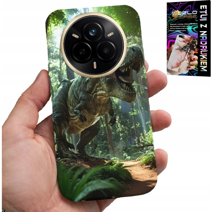 World Case telefontok Realme 14 Pro+ 5G-hez, dinoszauruszos, szilikon, színes nyomtatás