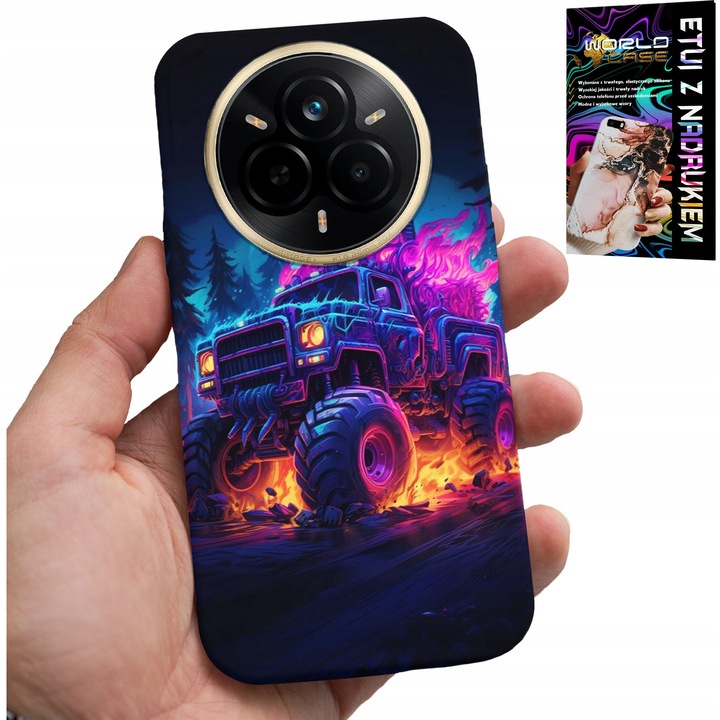 World Case telefontok Realme 14 Pro+ 5G-hez, szilikon, Monstertruck mintás, többszínű