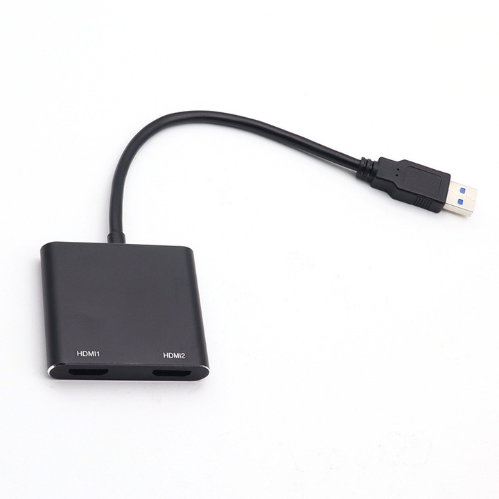 Adaptor USB la 2 x HDMI, 4K HD, pentru laptop/PC