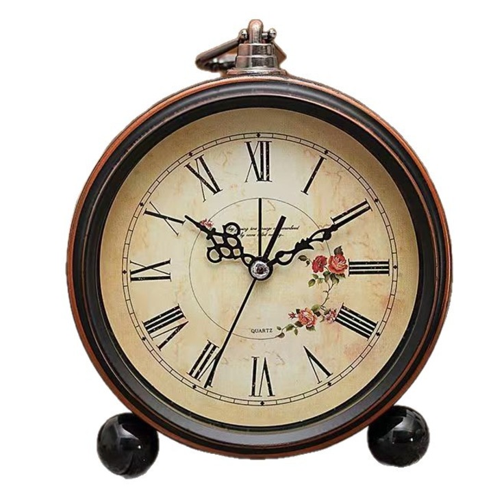 Retro asztali óra, 5 hüvelykes, európai design, halk, hálószobába vagy nappaliba