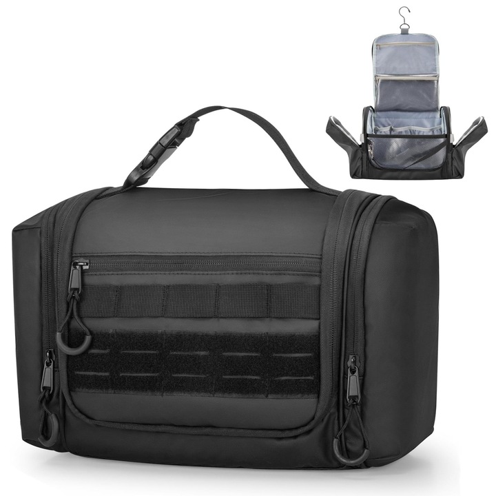 Мъжки несесер, голям капацитет, ефективна организация, черен