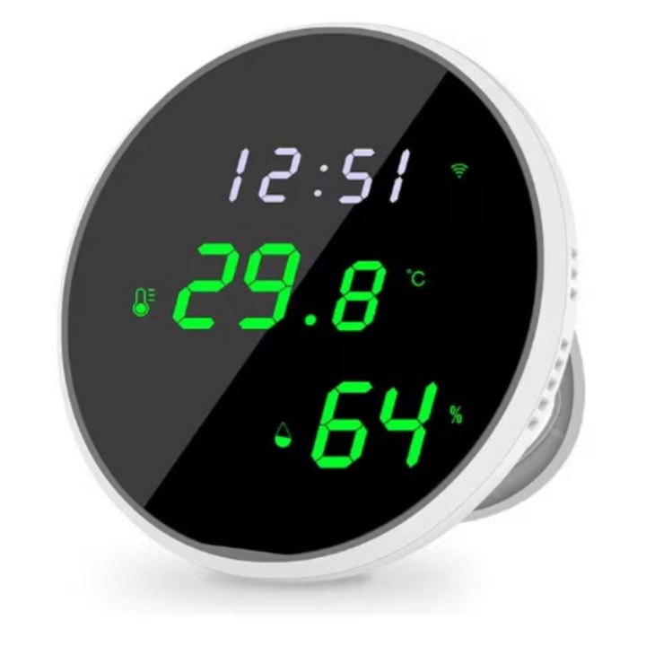 Termometru si higrometru inteligent, Wi-Fi si Bluetooth, senzor de temperatura si umiditate, ecran LED, alb
