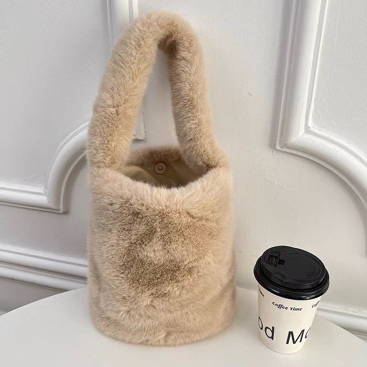 Canta Coca táska, fekete, puha műnyúlszőr, válltáska, új őszi-téli