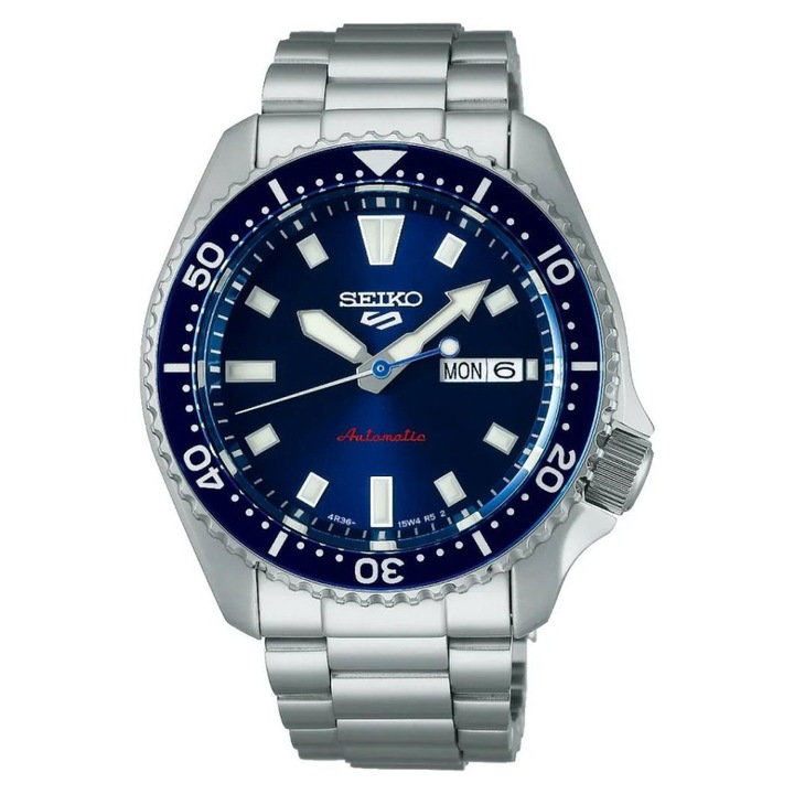 Ceas barbatesc Seiko SRPL83K1, automat, 42mm, bratara, impermeabil 100m, carcasa argintie, cadran albastru