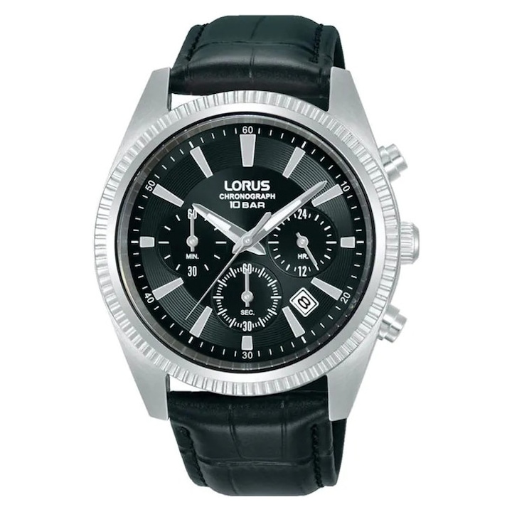 Ceas barbatesc Lorus RT301LX9, verde, curea din piele, mecanism quartz Seiko, functii cronograf si data