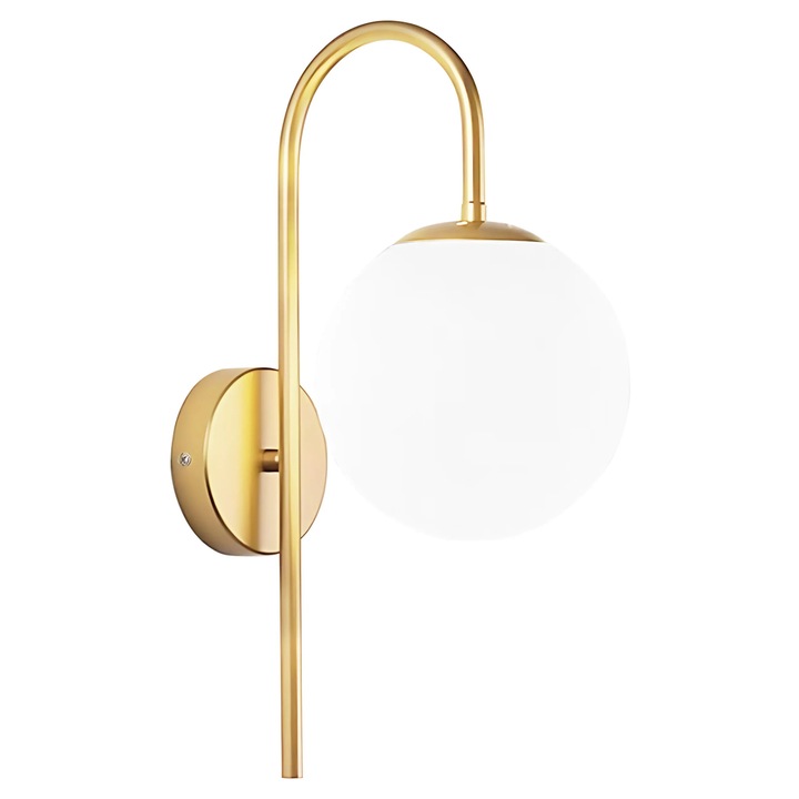 Toolight lampa de perete G091-1W, STICLA, METAL, Auriu Alb, 15x10x15cm