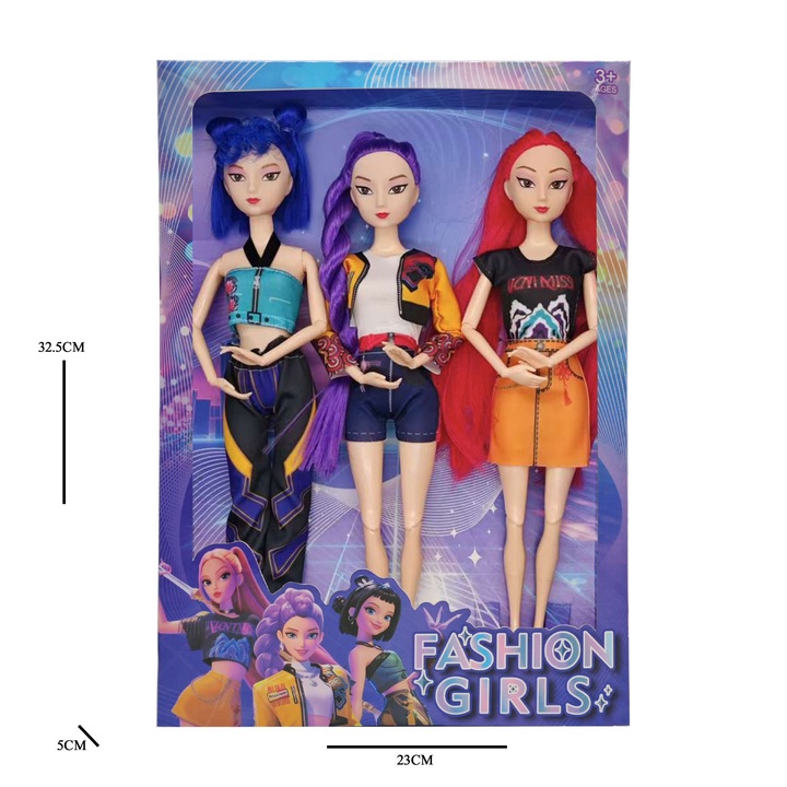 Set papusi K-POP, Lumi + Mila + Zoe, figurine din vinil