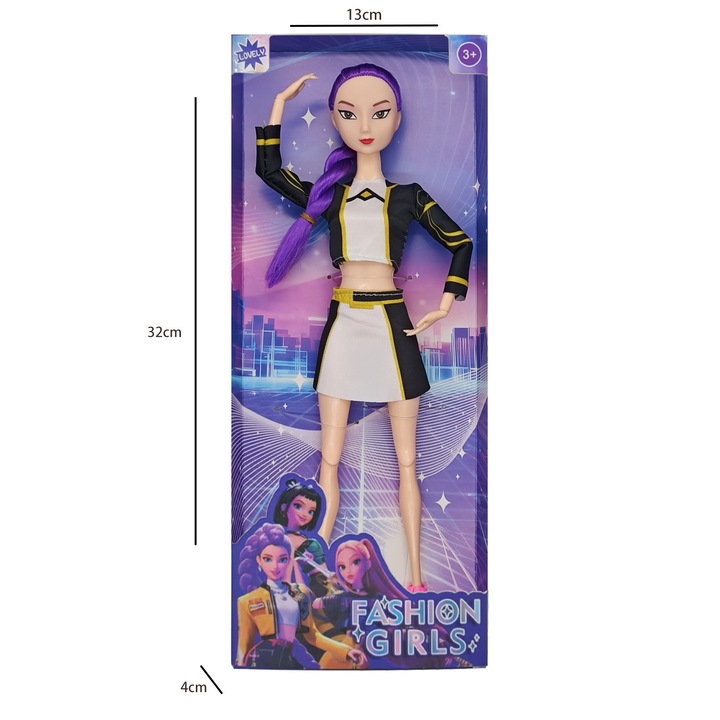 Papusa K-POP, Witcher Girl, Lumi, costum alb de scena