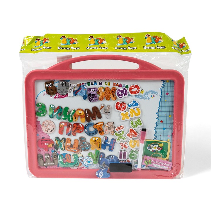 Tablă magnetică cu litere și imagini bulgare, 30x40cm, set