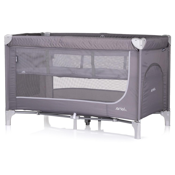 Hordozható kiságy, szürke, textil, max. 15 kg