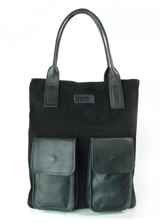 Geanta dama Vera Pelle, din piele naturala, neagra, dimensiuni 40x32x11cm, format A4, cu multiple compartimente