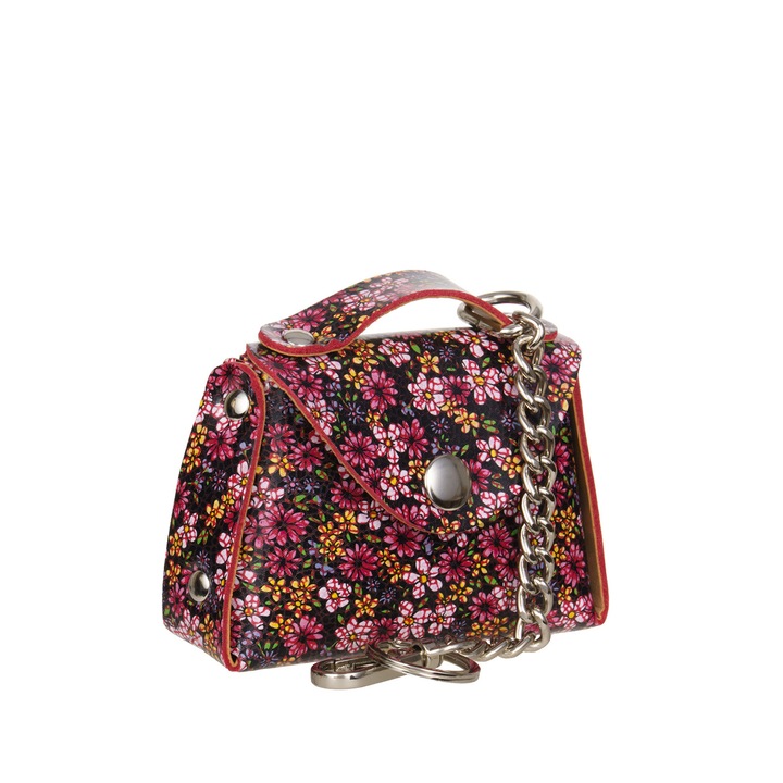 Etui pentru chei si obiecte mici, Bajubaj, din piele naturala, rosu, dimensiuni mici