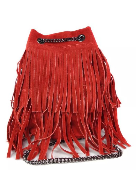 Geanta dama, Vera Pelle, torebka tip sac, piele naturala, rosie, 25x20cm