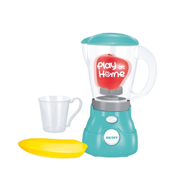 Blender de Jucărie Play at Home, cu Sunete, Fructe și Accesorii, Set pentru Joacă de Rol, Multicolor, 26x20.5x11.8cm