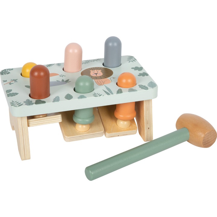 Образователна дървена играчка, Small Foot, Сафари, за чукане, 1 година