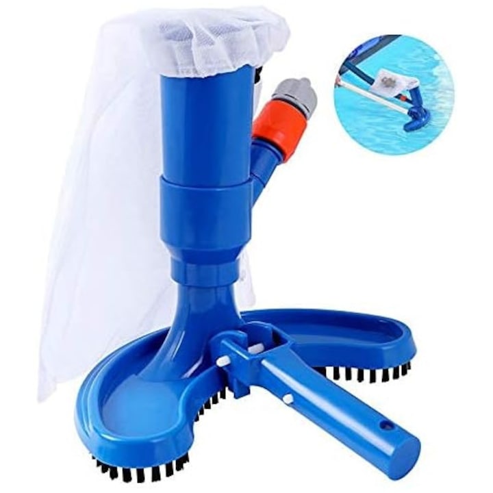 Мини аспиратор за басейн, пълни аксесоари, преносима почистваща глава, 26 см, 400 г