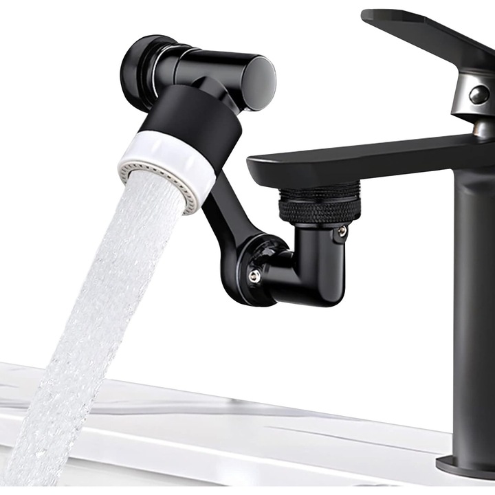 Многоъгълен въртящ се аератор за кран, пестящ вода, удължител за филтър, черен, M20xM22xM24
