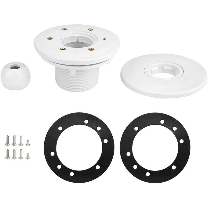 Масажна дюза за басейн, 12x7.5см, бяла, комплект аксесоари