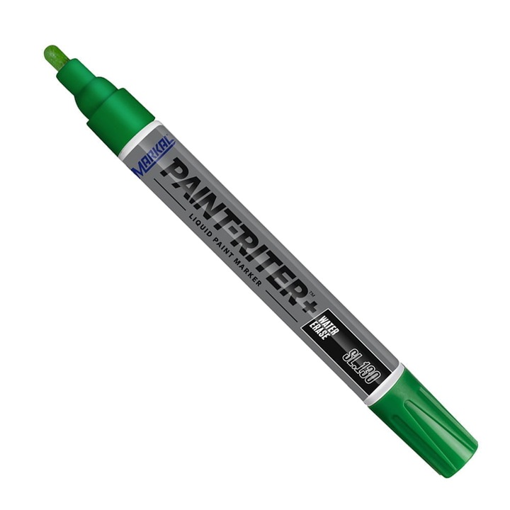 Set 12 bucati Marker cu vopsea lichida SL130, verde, stergere cu apa