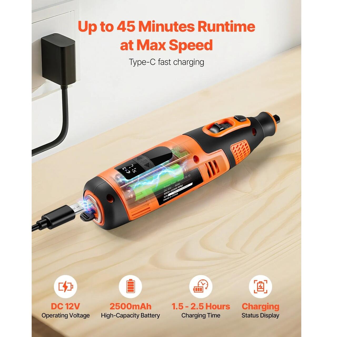 Biax cu acumulator 2500mAh, 28 viteze 5000-32000 rpm, 119