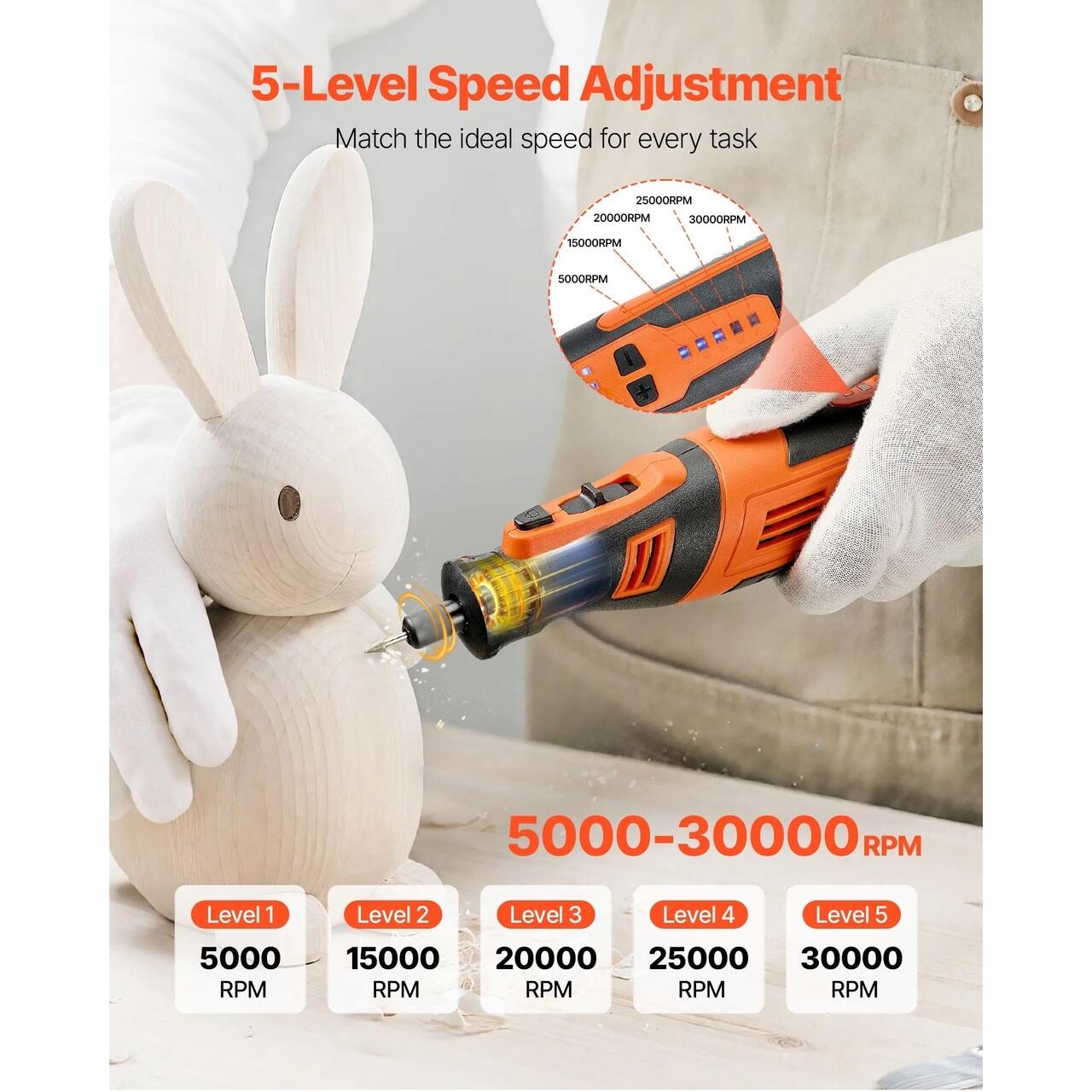 Biax cu acumulator 2500mAh, 5 viteze 5000-30000 rpm, 136 accesorii