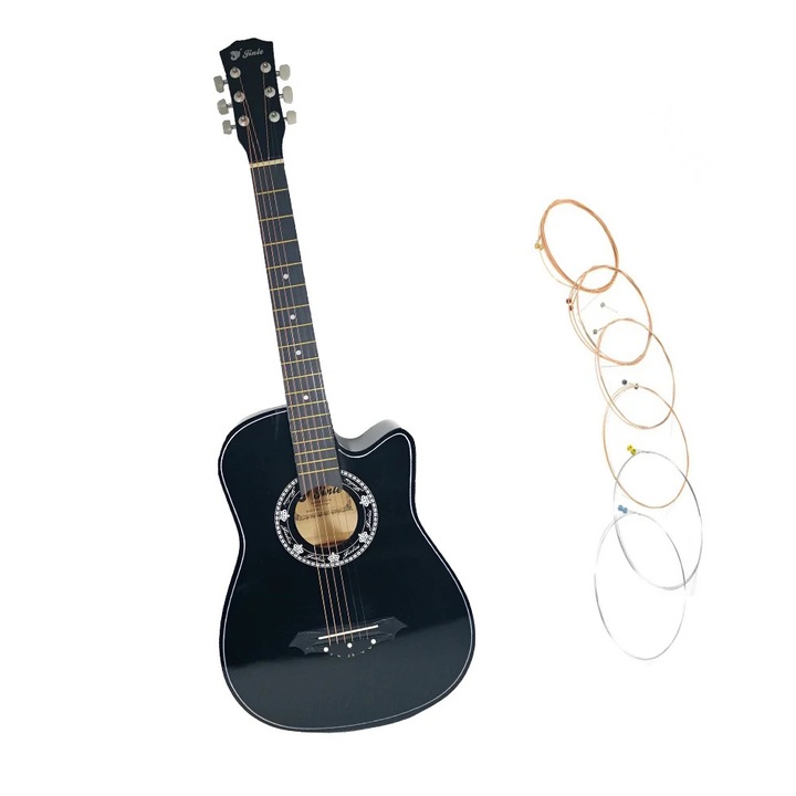 Chitara clasica 4/4 din lemn, Depox, 95x35cm, set de corzi inclus