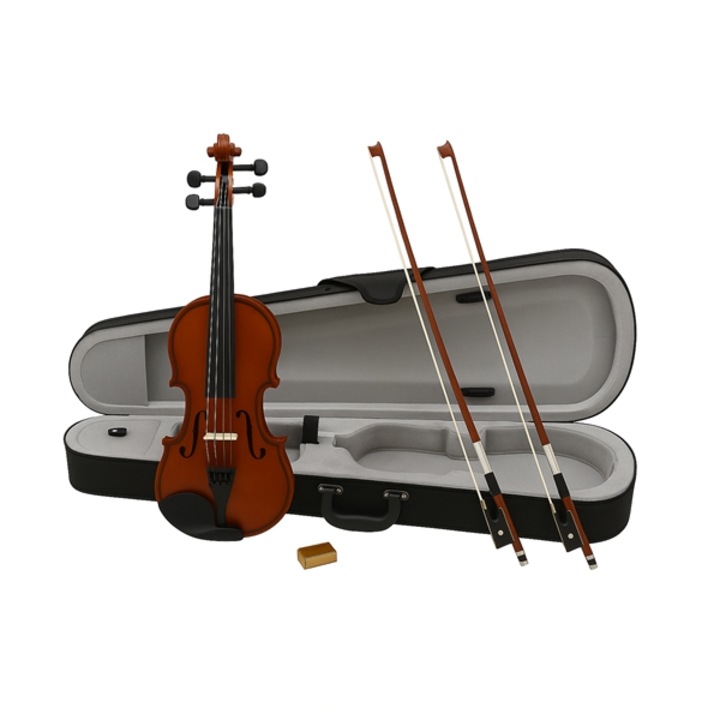 Set vioara clasica din lemn 1/4 si arcus 1/8 suplimentar, DEPOX®, toc inclus