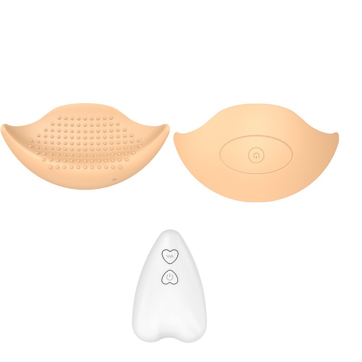 Stimulator Sani Wireless cu Telecomanda Vibrator Sfarcuri si Masaj San Feminin Moduri Multiple Silentios Design 45 pentru Fermitate si Placere Intima Bej
