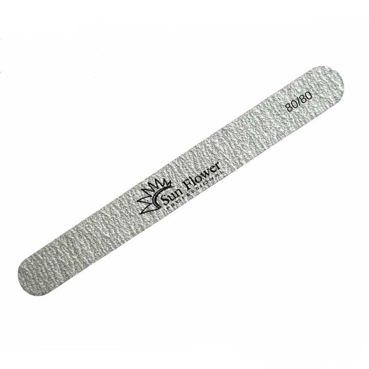 Pila cosmetica Zebra 100/180, Sun Flower, 2 fete, pentru gel si acril, 18x2cm