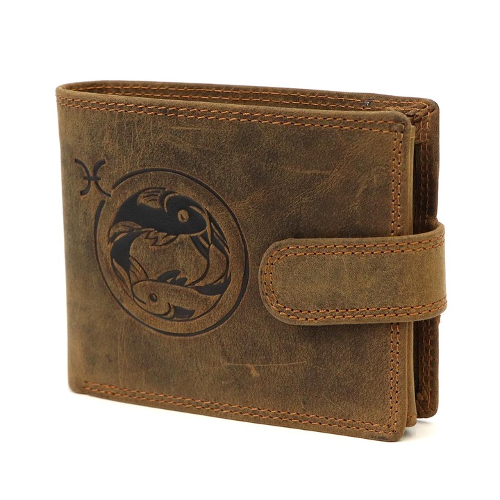 Portfel barbati, Nordee L895-012, piele naturala, culoare brown, dimensiuni 2,7x9,7x12,5cm