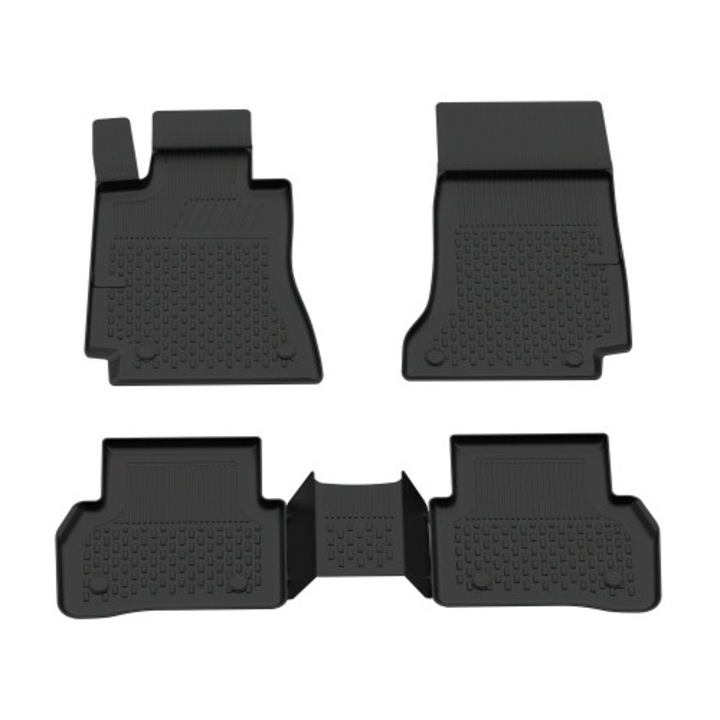 Covorase auto Mercedes C-Class W204, set complet, cauciuc negru, stil tavita, 2007-2014