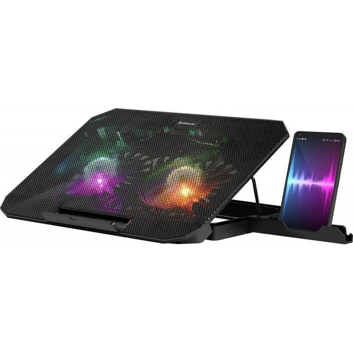 Stand laptop Defender NS-510, 2 ventilatoare, iluminare RGB, 15.6 inch