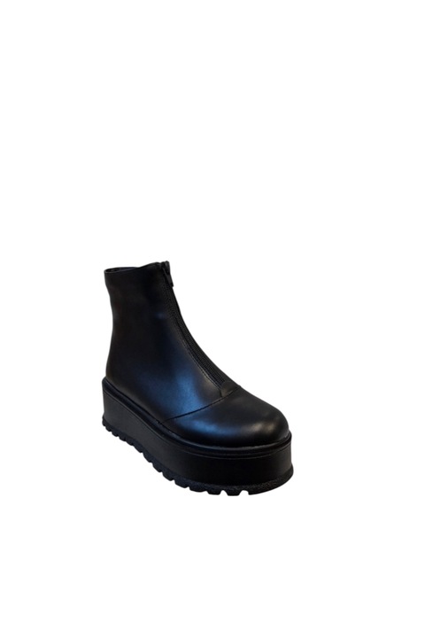 Ghete dama, SandAli, piele naturala, fermoar negru, Negru